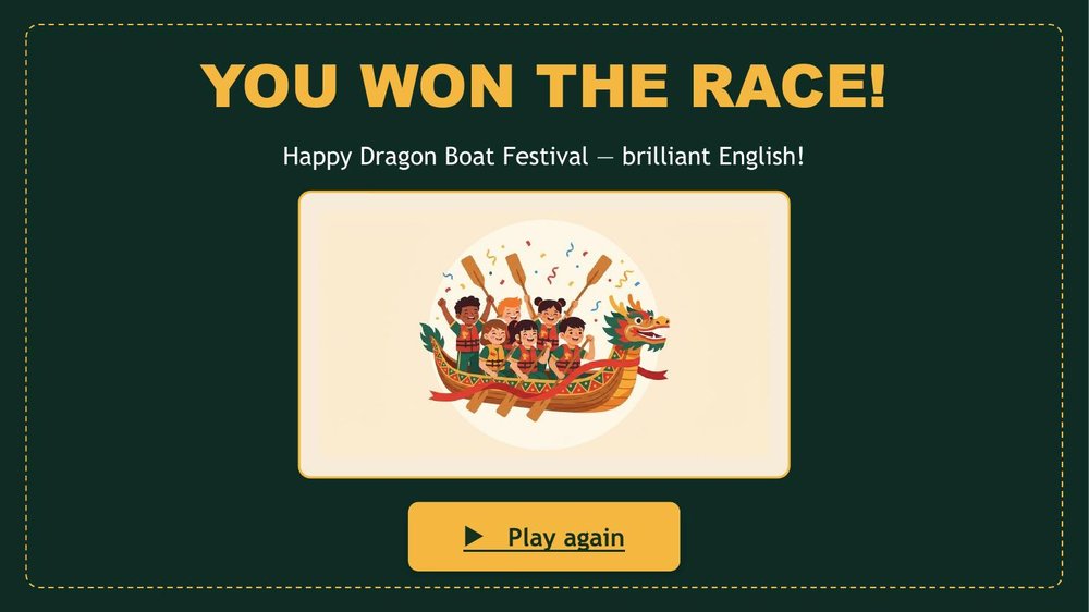 Dragon Boat game winner slide